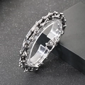 Bracciale punk in acciaio inossidabile con catena a osso e finitura grigio scuro - Colore Acciaio(KB170270-KJX)
