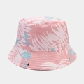 Pink fisherman hat with blue flamingo and tropical leaf print for summer sun protection - M (56-58cm) / Pink Flamingo