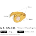 Detailed size specifications for a gold stainless steel ring with white stone inlay - Round White Stone Style (NB-R24238)