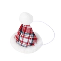 Red plaid Christmas pet hat with plush trim and pompom for dogs and cats - Snowflake Red Plaid Bow Tie