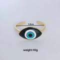 Bracelet jonc ouvert Evil Eye plaqué or rétro, diamètre intérieur 5,8 cm, poids 40 g - Bracelet jonc / Diamètre intérieur 5,8 cm / Noir