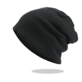Gorro de punto acanalado negro para hombre y mujer con protección térmica para las orejas - Talla única / Negro