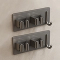 Support mural gris foncé pour balai et serpillière avec doubles rouleaux lot de 2 - Support De Serpillière Double En Acier Inoxydable 304 Avec Crochet - Gris Gunmetal *2