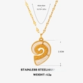 Golden stainless steel necklace featuring a white inlaid shell spiral pendant with dimensions - Gold Nautilus Spiral Necklace