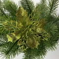 Fleur de poinsettia verte pailletée en demi-maille, décoration de sapin de Noël 16cm - Vert Militaire