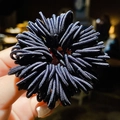 Elastic navy blue fabric hair tie scrunchie for girls shown held by fingers - 22# Black Approx 100Pcs