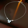 Detailed close-up of a silver butterfly pendant necklace with elegant pearl accents - 13# Silver Pearl Butterfly Necklace