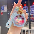 Blue acrylic candy koala keychain with colorful beads and matching silicone wrist strap - Light Blue