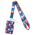 Cordino natalizio con motivi di Babbo Natale e renne su cinturino blu in poliestere - Natale cartone animato blu (Set)