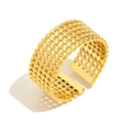 18K gold plated stainless steel mesh open ring featuring a vintage hollow weave pattern - Mesh Open Ring - Gold