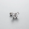 Silver butterfly cartilage earring with clear zircon crystals and screw back ball - Butterfly Shape Style (A84-5#) / Single Piece