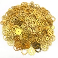 Mix of gold vintage steampunk mechanical gears for DIY metal jewelry making - 30 g / Antique Gold