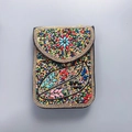 Sac à bandoulière bohème fait main avec mosaïque de perles colorées et bord doré - Mosaïque Colorée