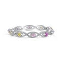 Elegant S925 sterling silver ring with vibrant yellow, pink, and purple zircons - US 5 / Multicolor Eternity Band Style (DY120792)