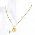 Minimalist 18K gold plated stainless steel necklace with green birthstone pendant - August-Green