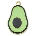 Enamel avocado charm pendant with golden trim for DIY jewelry making - Avocado 27x17mm