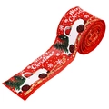 Rotolo di nastro natalizio rosso con stampe di camion vintage bianchi e alberi di Natale - 1 Rotolo 5 Metri / Rosso