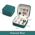 Peacock blue cross-pattern jewelry box with zipper and interior storage compartments - Peacock Blue (Velvet) / Teal