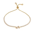 Adjustable gold zodiac bracelet featuring sparkling clear zircon pavé stones and slider clasp - Gold Capricorn