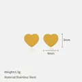 Orecchini a lobo a cuore minimalisti in acciaio inossidabile dorato, 4 mm per 3 mm - Cuore
