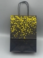 Elegant black gift paper bag with gold foil polka dots and black rope handles - Black / Top Dots / Gold