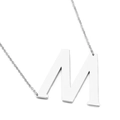 Polished silver titanium steel necklace featuring a minimalist capital letter M pendant - Letter M (KN26369-K)