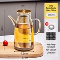 Botella de aceite de 800ml de vidrio gris con tapa de acero inoxidable y etiquetas - 800ML / Ámbar