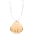 Bohemian beach style gold seashell pendant necklace with a white twisted cord rope - Gold Shell Necklace (K-067)
