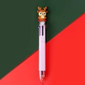Purple 6-color Christmas ballpoint pen featuring a cute 3D reindeer topper on top - Reindeer - Purple Barrel