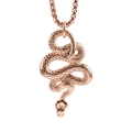 Macro detail of rose gold snake pendant showing intricate scale texture and box chain - Pendant + Rose Gold Box Chain / Rose Gold