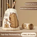 Thickened drawstring trash bags with cute cartoon print 45x45cm beige storage roll - Double Sided Thickening 2.0 Mil / Capybara-20 Pcs-45x45cm