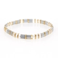 Minimalist Tila bead bracelet with grey and clear rectangular beads and gold accents - Gold/Grey Marble/Transparent(TL-B190083A)