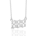 Silver necklace with year 2000 Gothic pendant featuring sparkling micro-set zircons - Platinum-888