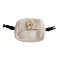 Caja de pañuelos de felpa con flor para asiento de coche y correas ajustables - Flor de 5 Pétalos Blanco Crema