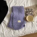 Soft purple wool blend knit scarf with white minimalist woven ggg logo tag - 3g Series / Purple