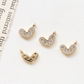 Detailed view of four gold-plated heart charms with zircons for DIY jewelry making - 5# Single Loop Heart Pendant