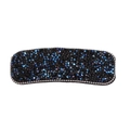 Rectangle hair clip featuring black and blue pavé crystals with silver beaded border - Classic [Antique Blue Square]