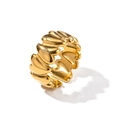 Anello aperto in acciaio inossidabile dorato con design vintage a cuore in rilievo elegante - Aperto Regolabile / Oro