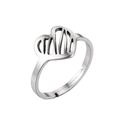 Minimalist adjustable stainless steel open ring featuring a hollow heart pattern design - Crown Heart / 074 Steel Color