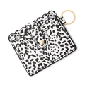 Silicone bracelet card wallet with black and white leopard print and wavy edges - B4 White Leopard