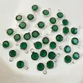 Deep green round glass pendant with silver-plated border for DIY jewelry making - Silver Base Dark Green