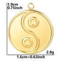 Gold 304 stainless steel yin yang tai chi pendant necklace with measurement dimensions - Tai Chi Yin Yang / Gold
