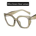 Montatura occhiali cat eye chic in verde oliva con lenti trasparenti chiare - Verde Oliva / Lenti Chiare