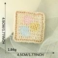 Square crochet applique with three colorful hearts for DIY hair accessories 4.5cm - Beige Square Triple Hearts