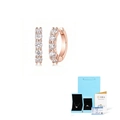 Close-up of 18K rose gold moissanite hoop earrings with GRA certificate and gift packaging - 3mm / Moissanite Earrings - Rose Gold + Gra / National Inspection Certificate + Gift Box