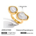 Detailed size specifications for 18K gold stainless steel baroque pearl open ring - Double Pearl Style (JDR0107009)
