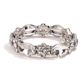 Bracciale elastico argento con cristalli ovali e moduli floreali in strass - Stile Pietra Bianca Trasparente Tono Argento (CB0053QQ)
