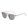 Modern flat top sunglasses with transparent tea frame and dark grey lenses style E2128 - Translucent Grey Frame Light Grey Lens