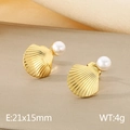 Orecchini a conchiglia dorati con perle in stile minimalista misura 21x15mm - Stile B Conchiglia Dorata (KE115661-KFC)