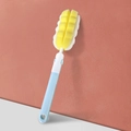Baby bottle brush with yellow and white sponge head and light blue long handle - Cup Brush / Blue